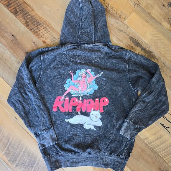 Rip N Dip Gray Mineral Cherry Blossom Hoodie Sweatshirt Size Medium - Picture 2 of 7